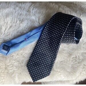 Tommy Hilfiger Mens Tie Black/Blue/Silver Silk MSRP $60